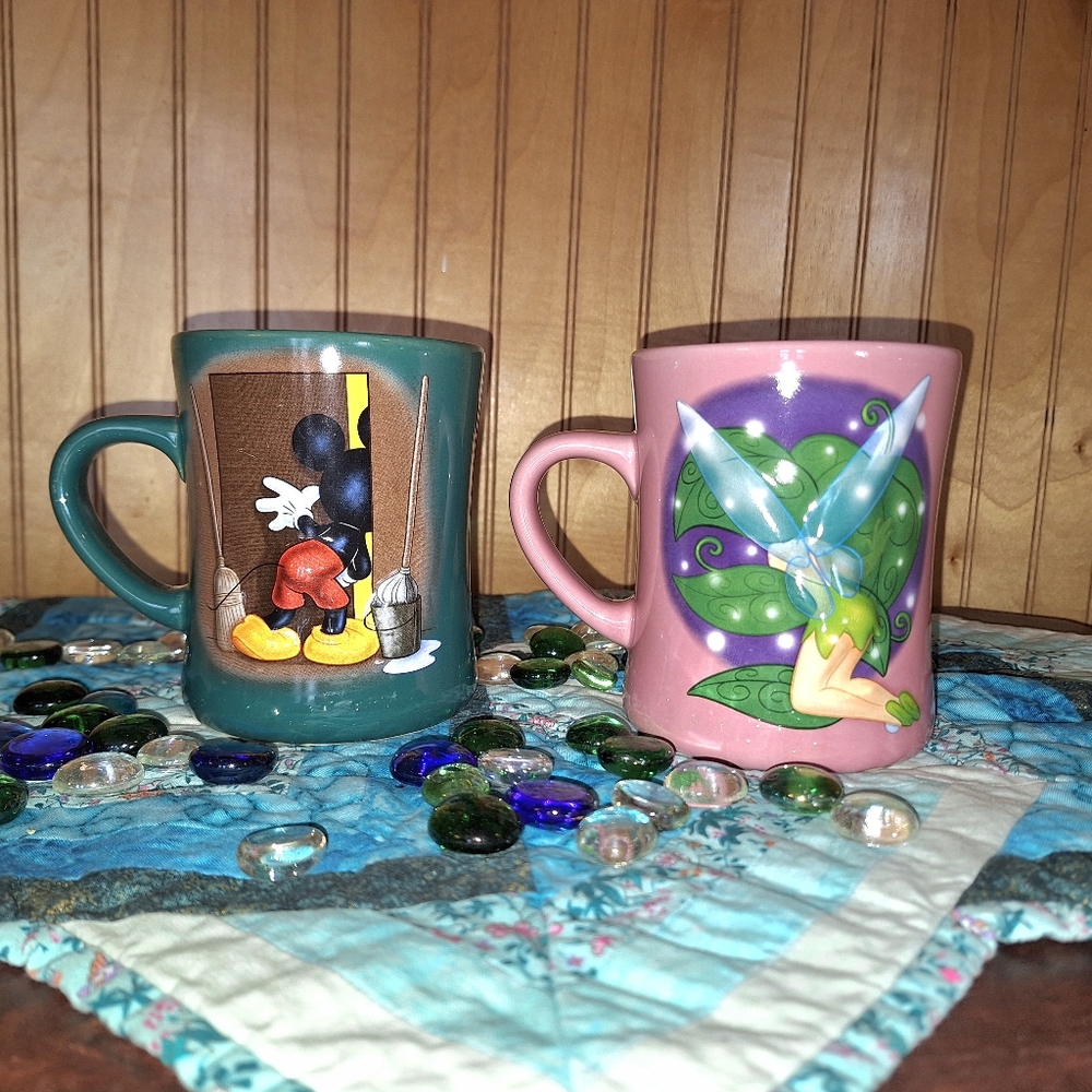 Disney Vintage 3D Mickey Mouse & Tinker Bell Mugs-Retired Mugs - Picture 2 of 7
